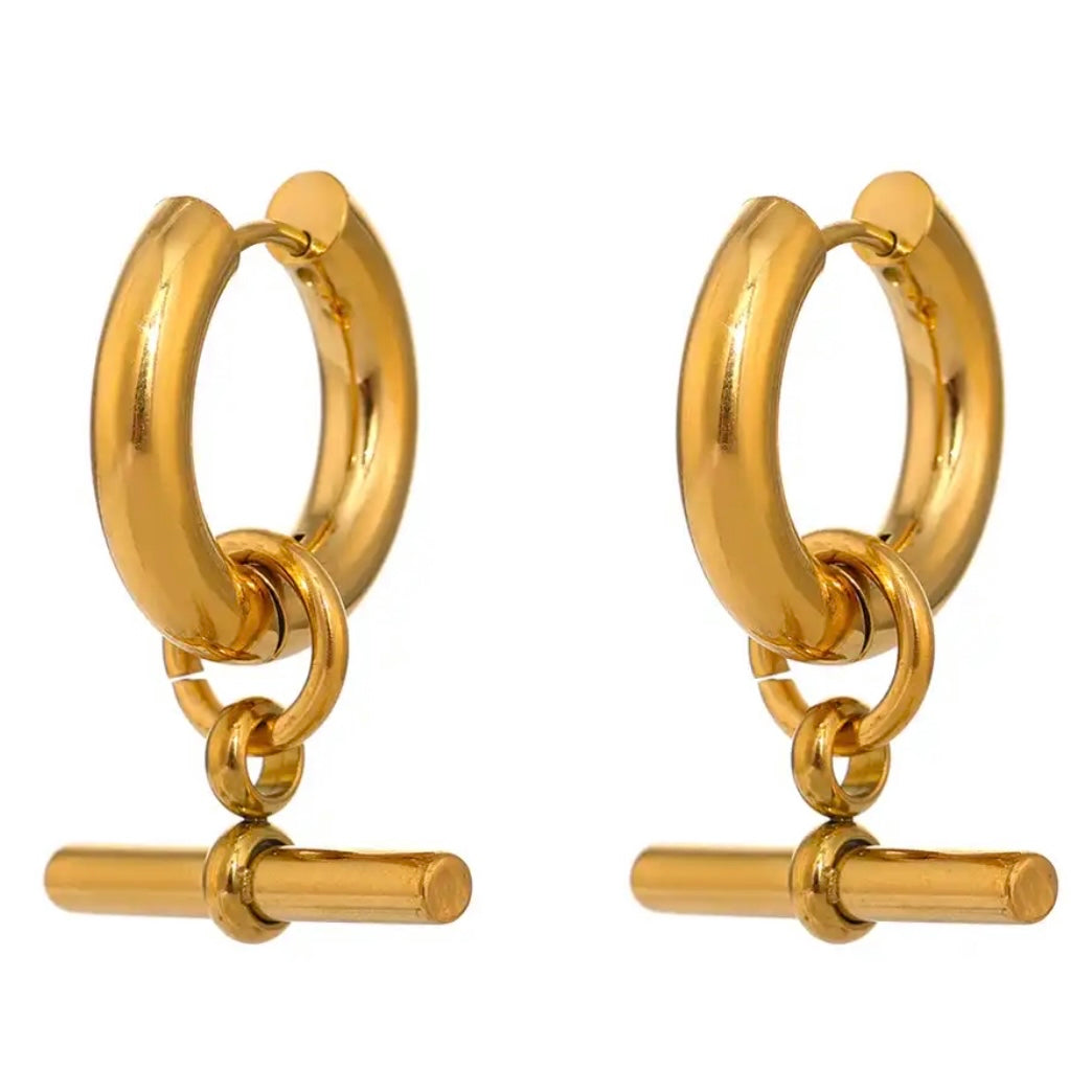 Fob Bar - Gold Stainless Steel Earrings