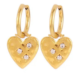 Hammerset Heart - Gold Stainless Steel Earrings