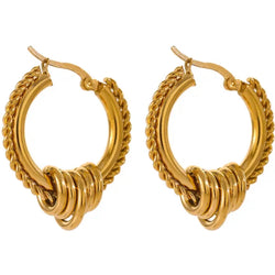 Lage Rope Hoop - Gold Stainless Steel Earrings