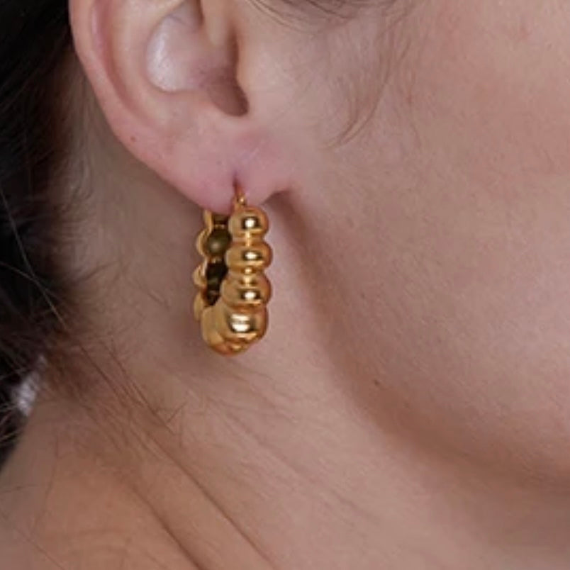 Bubble Hoop - Gold Stainless Steel Earrings