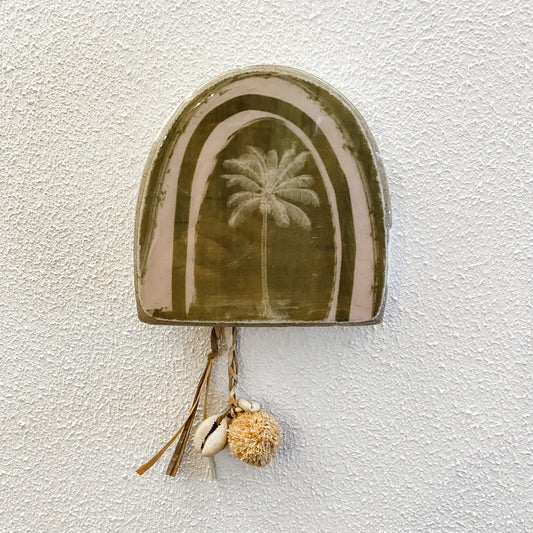 Golden Palms - Small Arch Wall Tile - Green