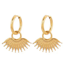 Bohemian Fan - Gold Stainless Steel Earrings