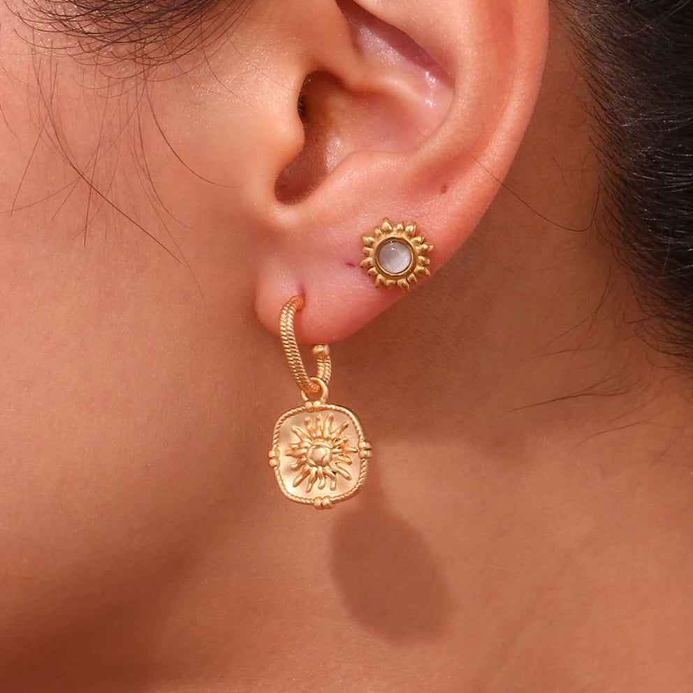 Sundial - Gold Stainless Steel Earrings