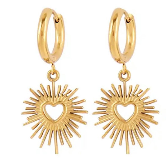 Sacred Heart - Gold Stainless Steel Earrings