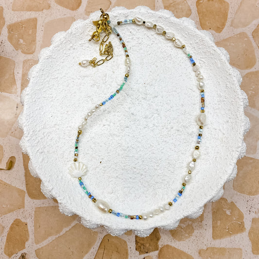 Sea Glass Pearl Necklace