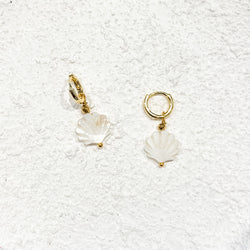 Mother of Pearl Shell Earrings - Gold