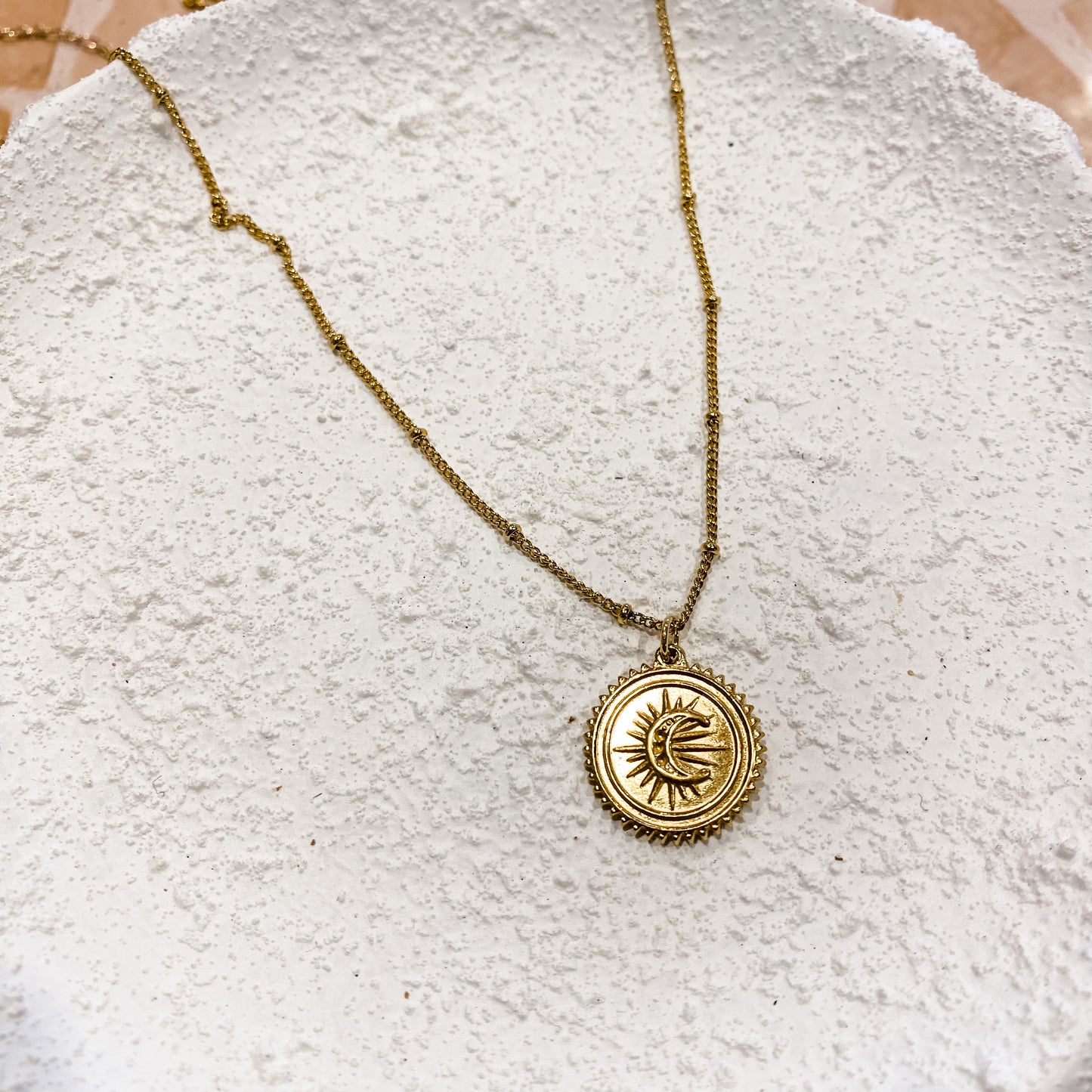 Moon Shield - Gold Stainless Steel Necklace