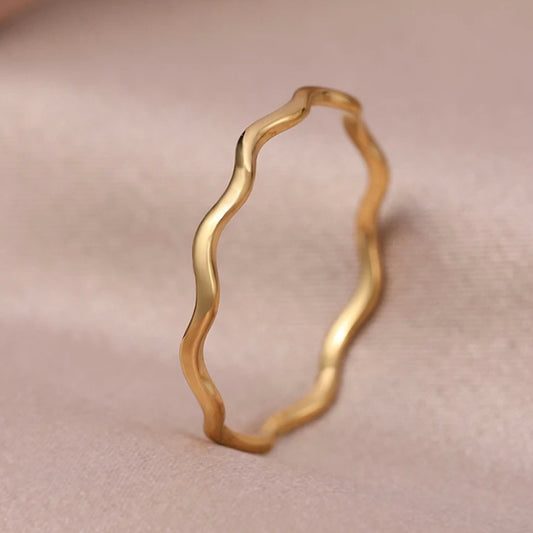 Fine Wavy Band - Gold Stainless Steel Ring